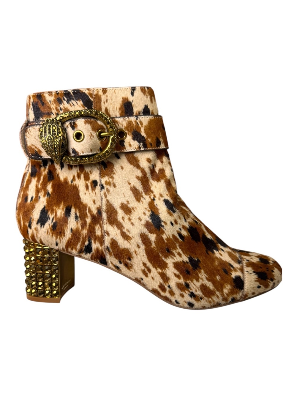 Kurt Geiger London Real Calf Hair Cow Print Crystal Studded Eagle Boots SZ:9 NWT